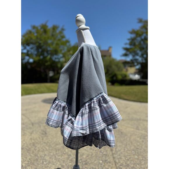 Handmade and Upcycled Ruffled Poncho Organic Cotton One Size | SAME DAY SHIP - Picture 5 of 8
